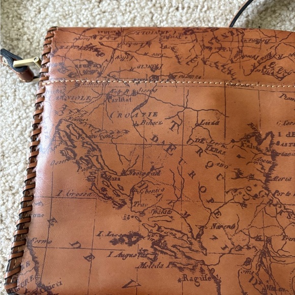Patricia Nash Map Print Leather Crossbody Bag Brown Vintage Adjustable purse - Picture 7 of 16